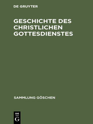 cover image of Geschichte des christlichen Gottesdienstes
